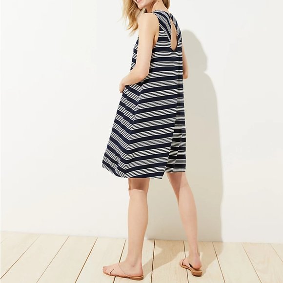 LOFT | Petite Maternity Striped Swing Dress - Picture 3 of 4
